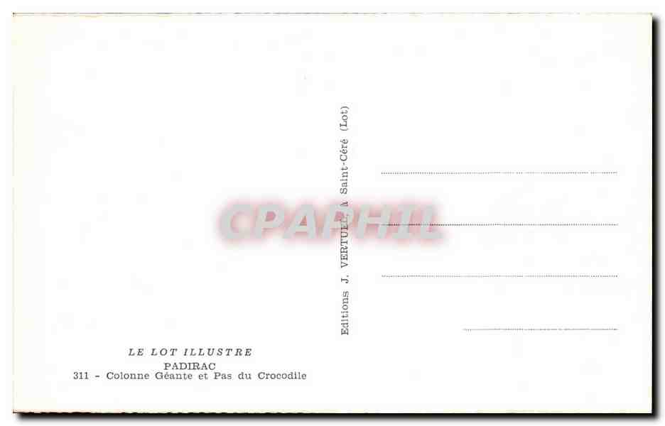 Colonne Géante et Pas du Crocodile — Padirac — Éditions J. Vertull (Lot) — Reverso