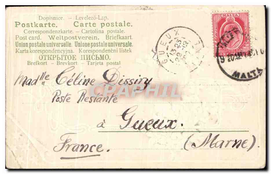 CPA Fantaisie Fleurs — Back