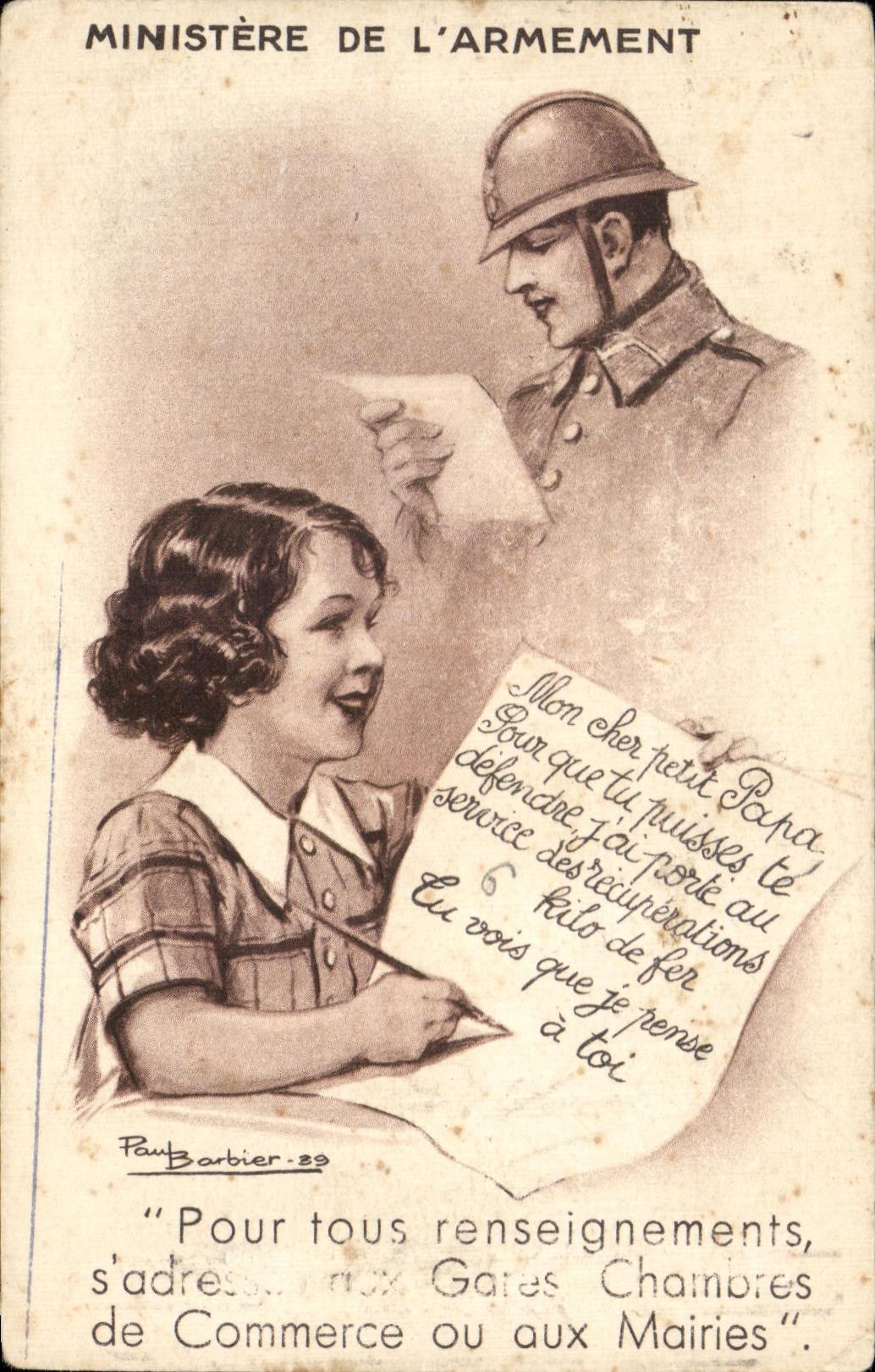 CPA Ministere de L'Armement Militaria Barbier Papa