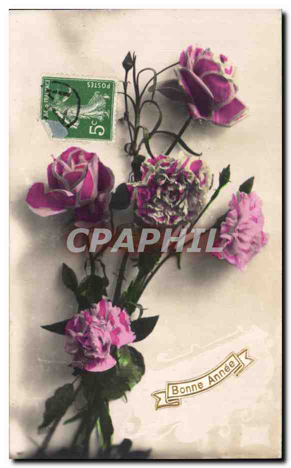 CPA Fantaisie Fleurs Bonne Annee