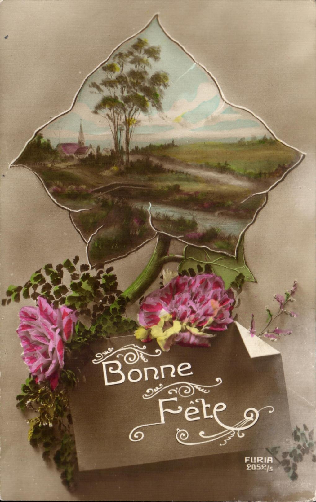 CPA Fantaisie Fleurs Bonne Fete