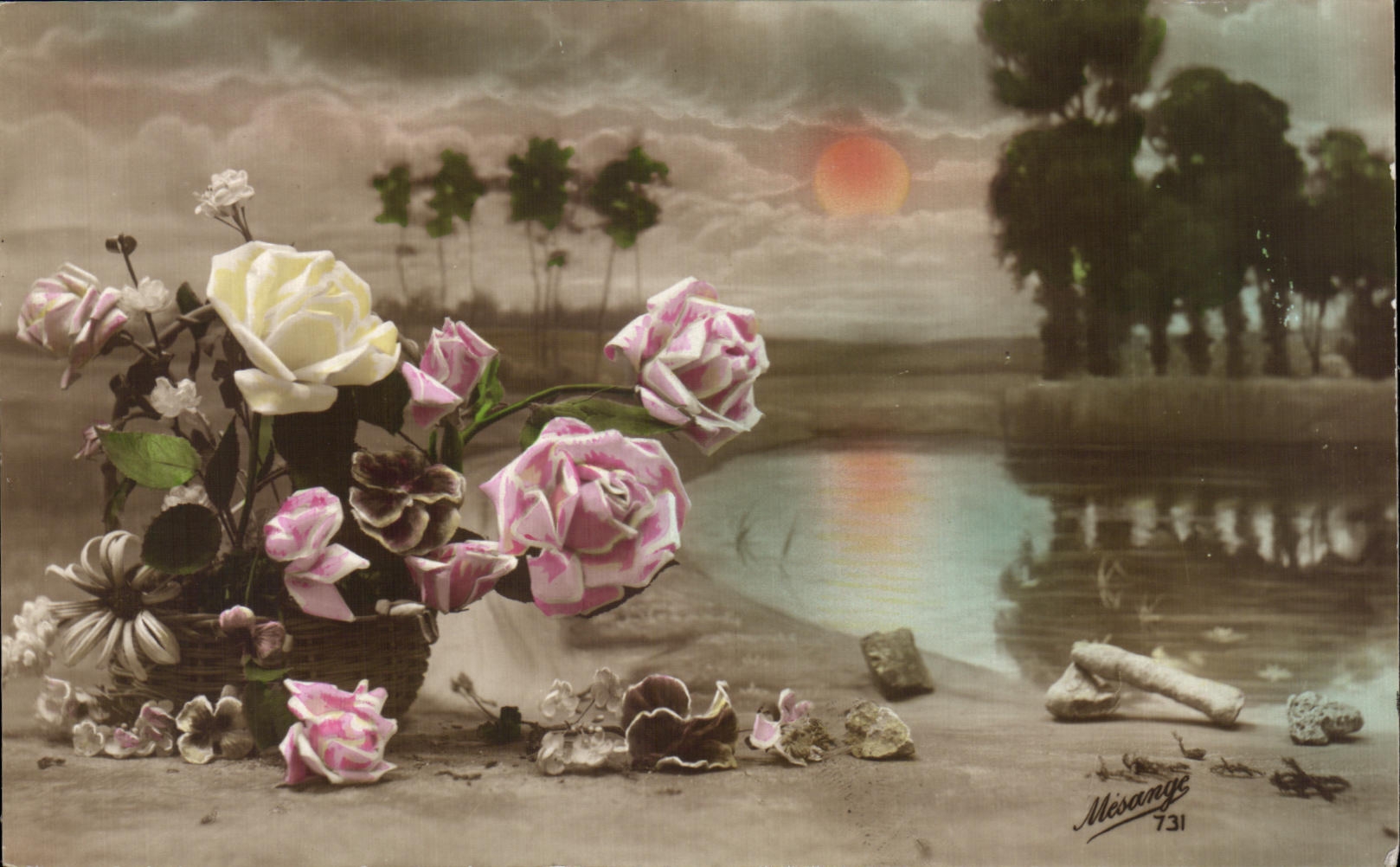 CPA Fantaisie Fleurs Roses