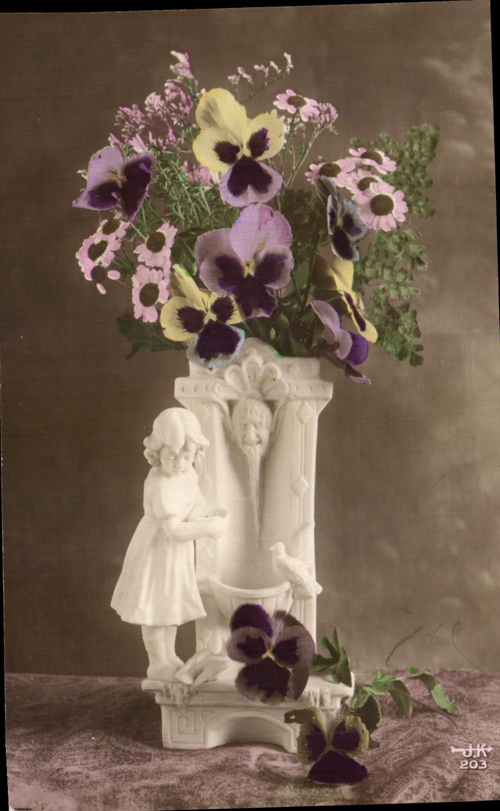 CPA Fantaisie Fleurs Santon