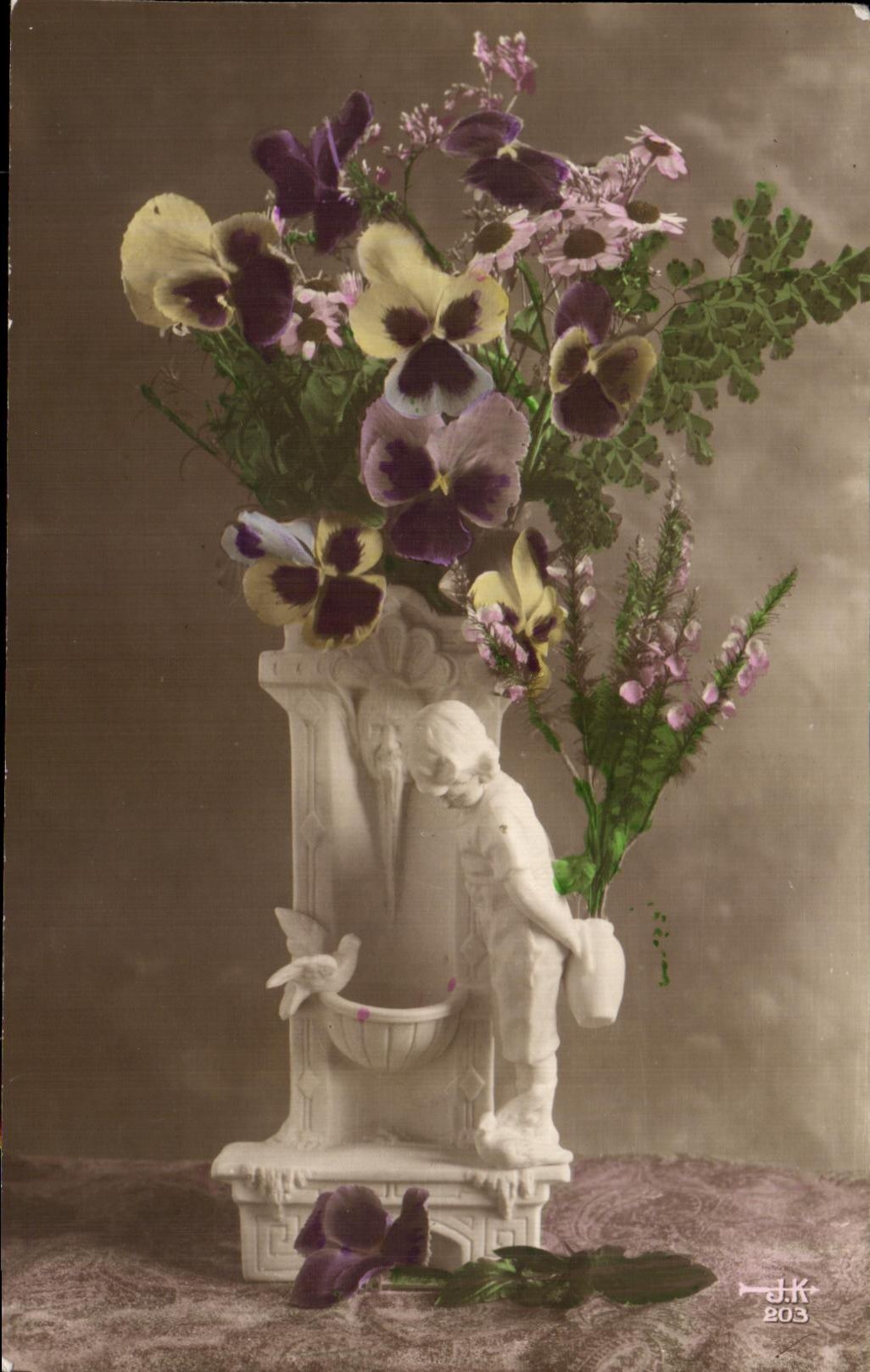 CPA Fantaisie Fleurs Santon