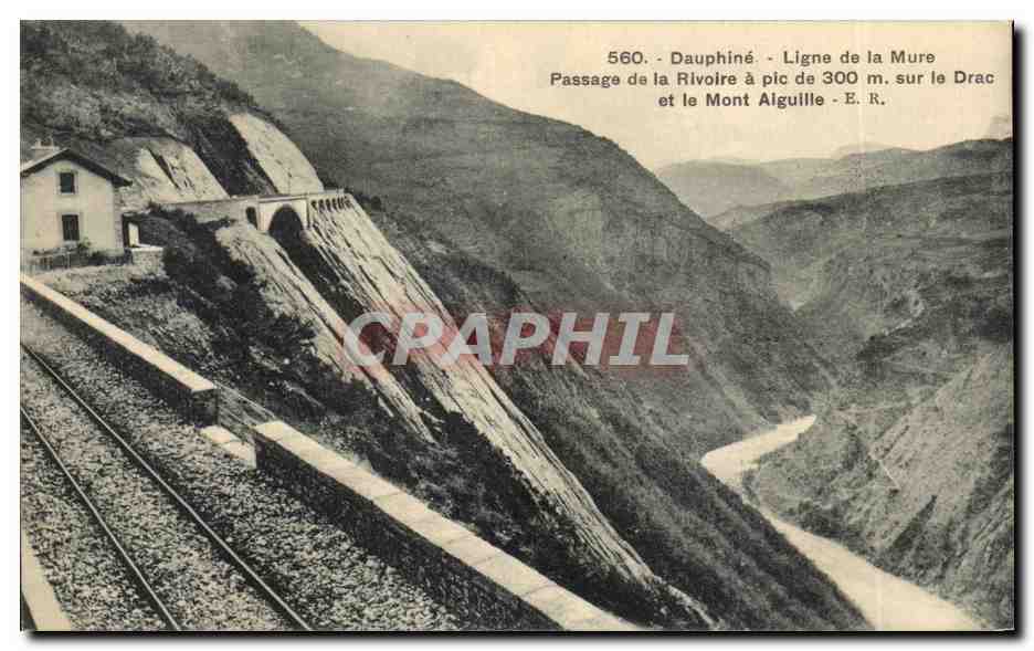 Passage de la Rivoire à pic de 300 m. sur le Drac - Dauphiné - Ligne de la Mure - E.R.
