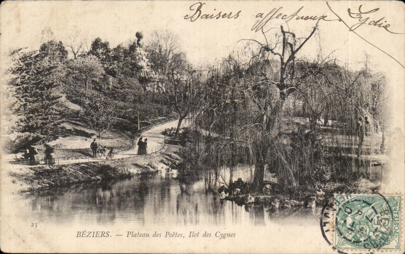 CPA Beziers plateau des poetes ilot des cygnes