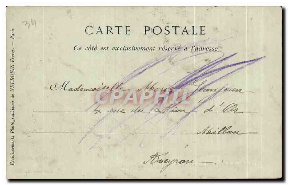 CPA Beziers plateau des poetes ilot des cygnes — Rückseite