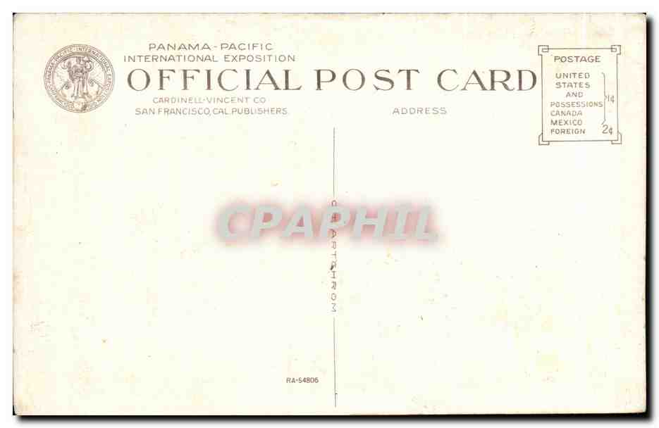 CPA Portals of the past golden gate park san francisco cal — Rückseite