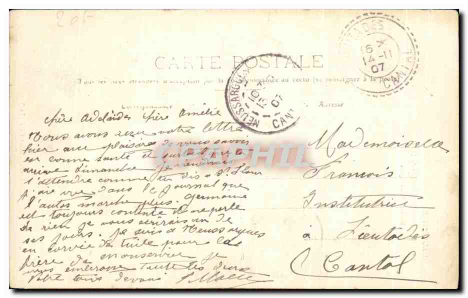CPA L auvergne neussargues rocher de laval roches volcaniques — Rückseite