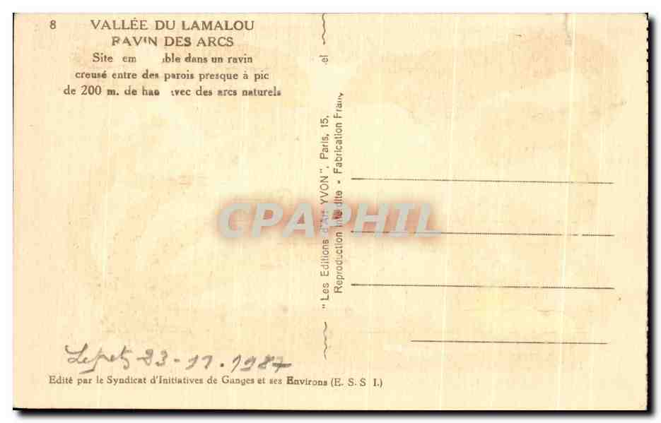 CPA Vallee du lamalou — Verso
