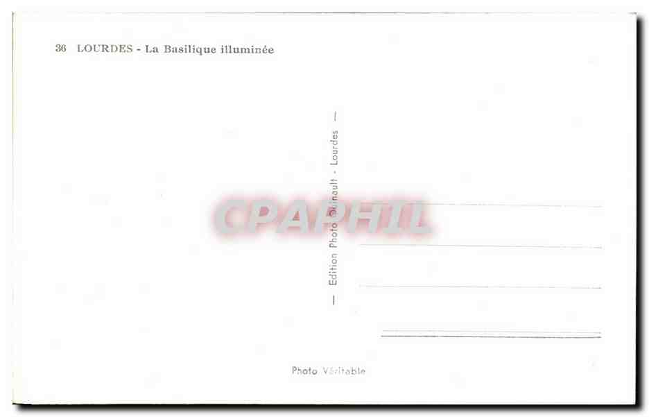 CPA Lourdes La Basilique Illuminee — Rückseite