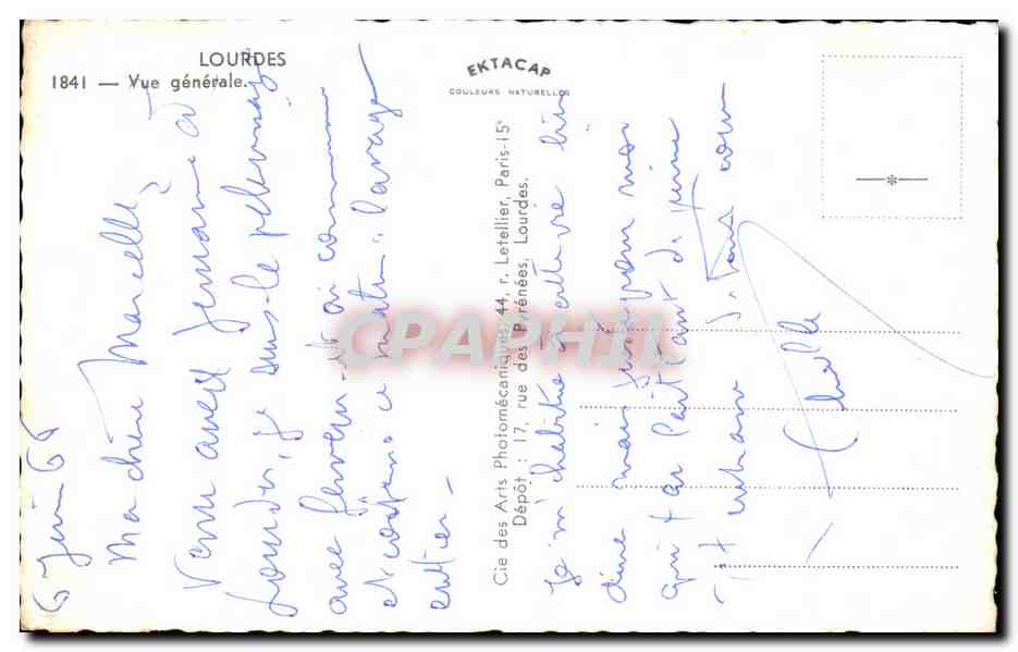 CPA Lourdes Vue generale — Verso