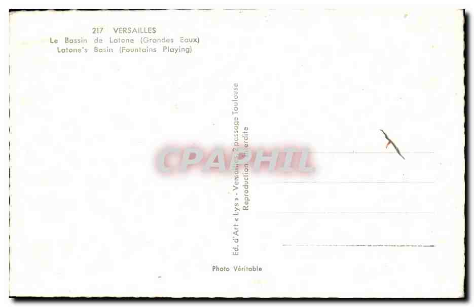 CPA Versailles Le Bassin de Latone  — Verso