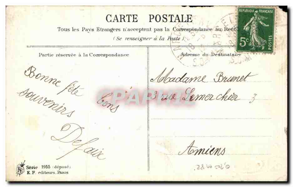 CPA Fantaisie Fleurs Colombes Oiseaux  — Rückseite