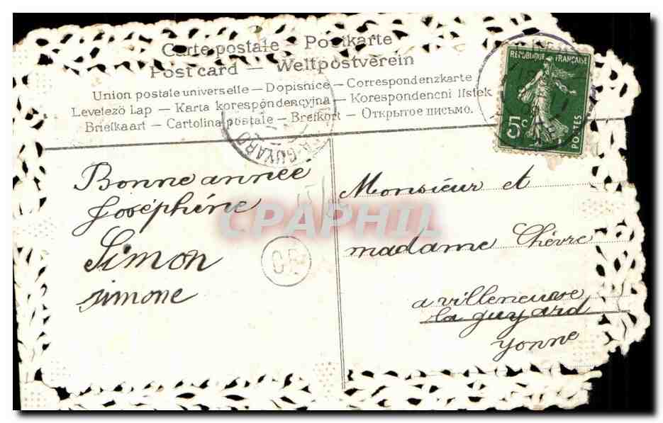 CPA Fantaisie Fleurs Hirondelle — Verso
