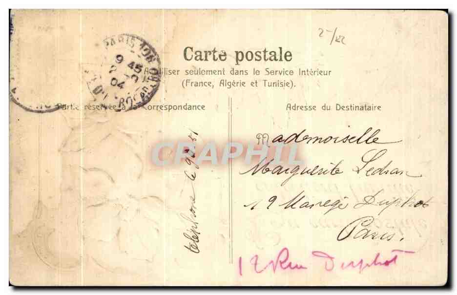 CPA Fantaisie Fleurs Cygne  — Verso