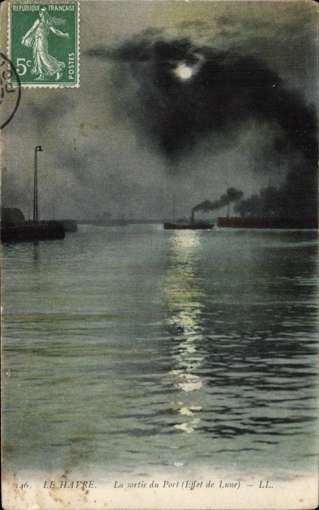 Le Havre — Ansicht des Hafens (Mondlicht-Effekt) — LL. n°146