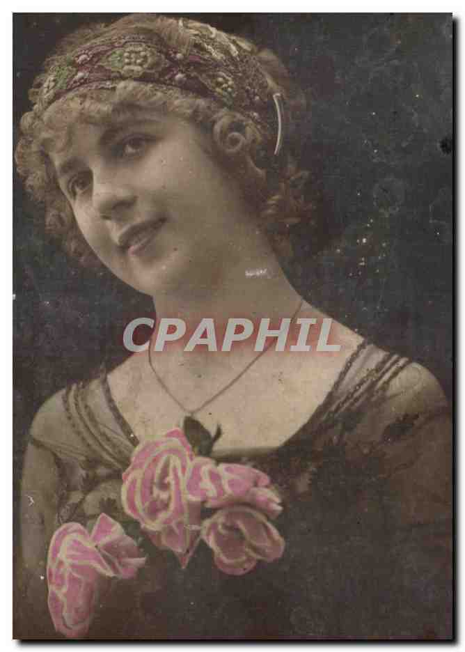 CPA Fantaisie Fleurs Femme