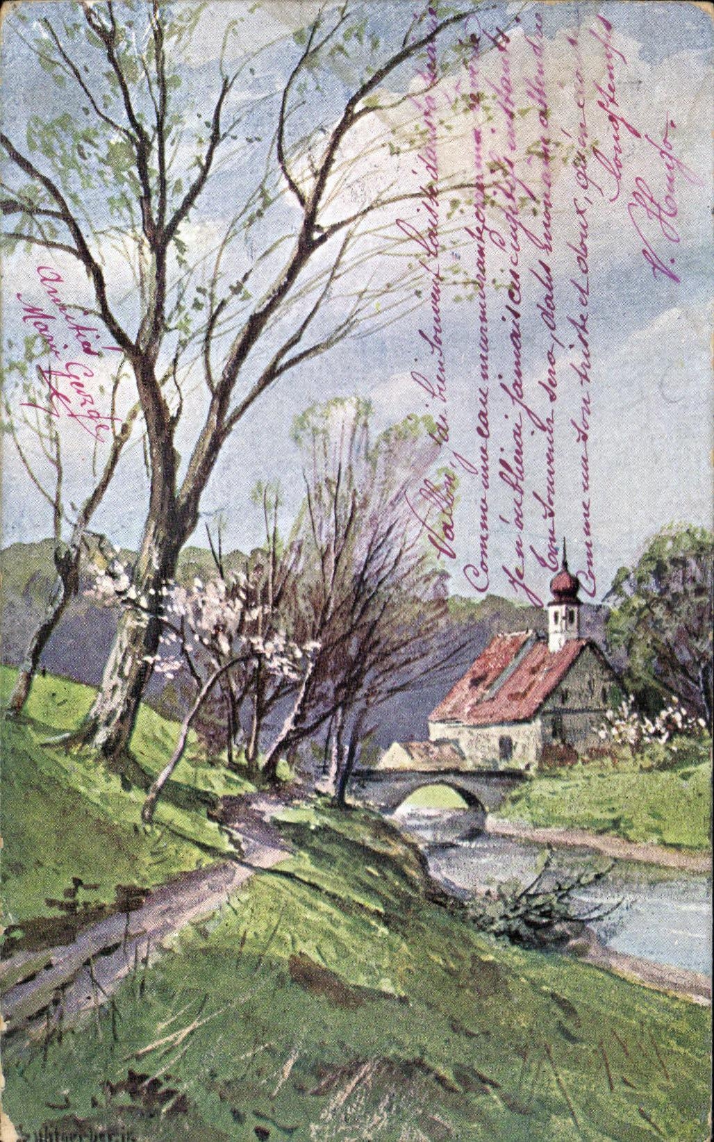 CPA fantaisie Paysage 
