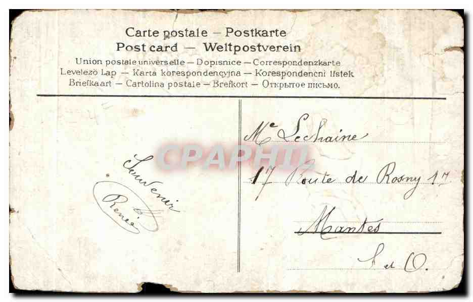 CPA Fantaisie Pierrot Hirondelles — Verso