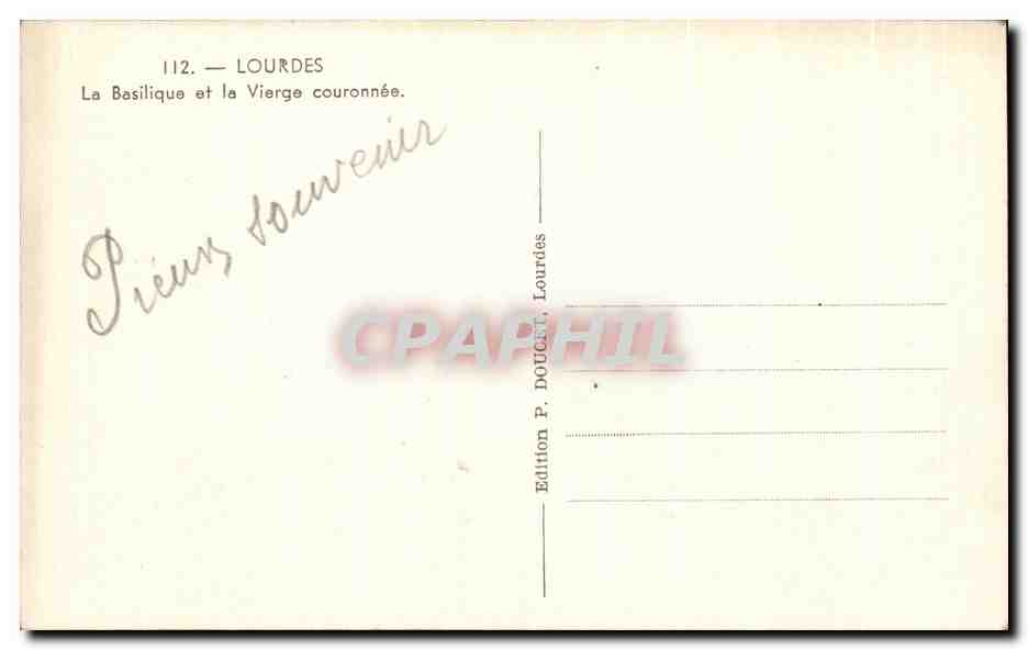 CPA Lourdes La Basilique et la Vierge couronnee — Verso
