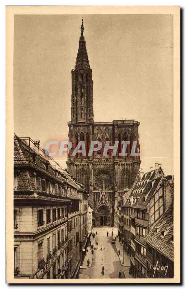 CPA Strasbourg La Cathedrale vue de la Rue Merciere