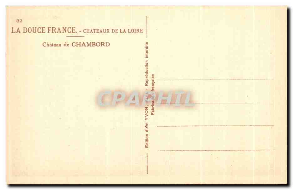 CPA La Douce France Chateaux De La Loire Chateau de Chambord — Back