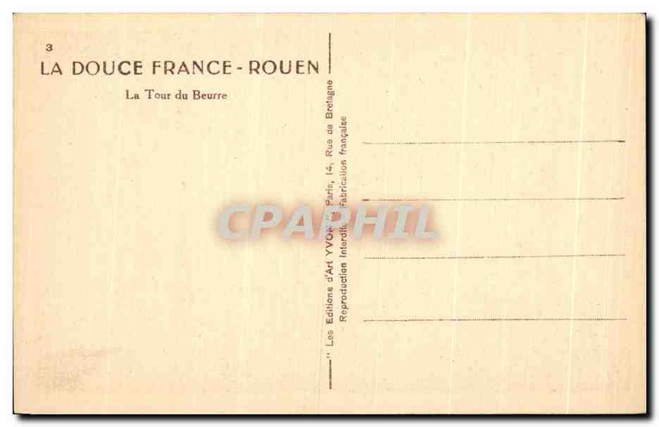 CPA La Douce France Rouen La Tour Beurre — Verso
