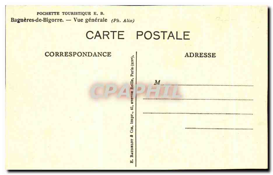 CPA Bagneres de Bigorre Vue Generale — Verso