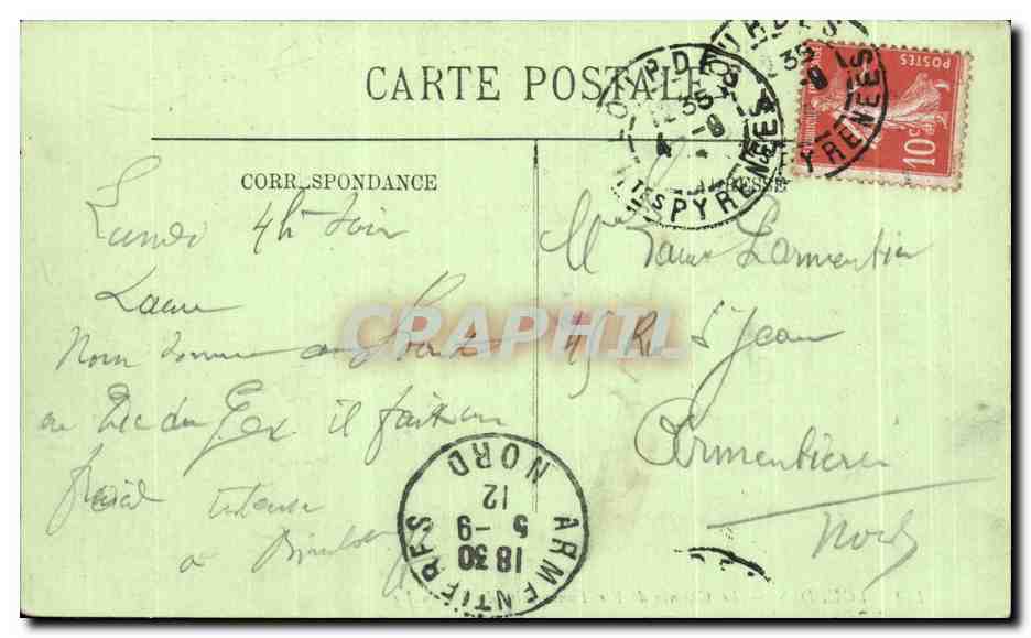 CPA Lourdes Le Chemin de Fer Funiculaire du Pic du jer — Verso