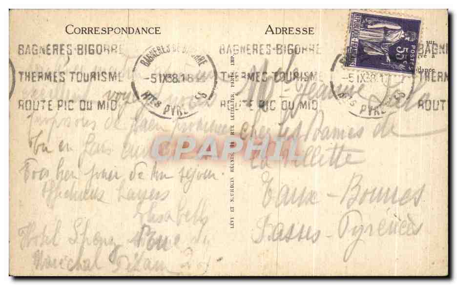 Bagnères-de-Bigorre — Avenue de Salut et le Tennis — LL. — N° 117 — Reverso