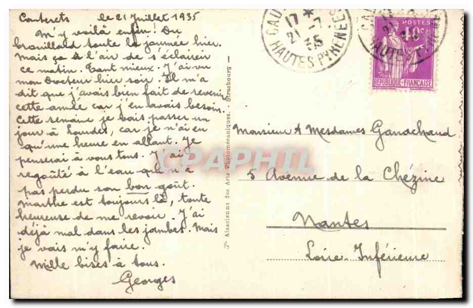 Cauterets - Vue générale prise du Mamelon Vert — éditeur non identifié, n° de série 1 — Verso