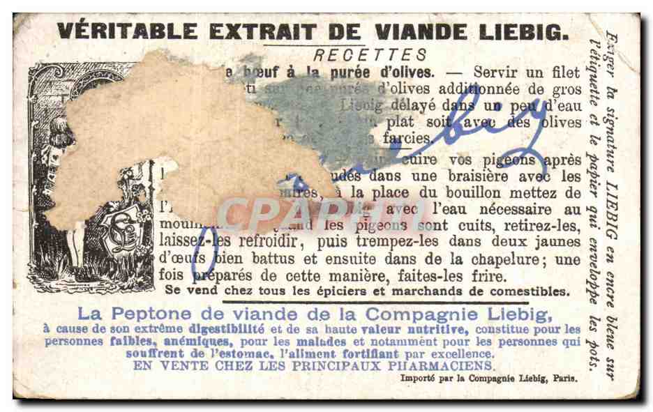 Chromo Le Reve de Bebe Liebig Enfant  — Verso