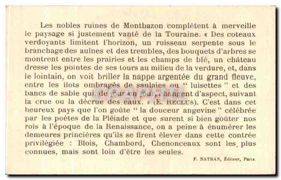 Image Domjon de Montbazon Arrond de Tours Restes d'un vhateau construit au XI e siecle par Foulques — Back