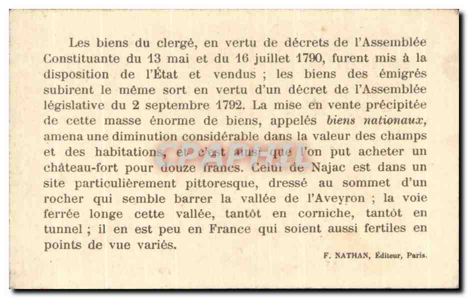 Image Chateau de Najac pres Villefranche d'Aveyron Bati au Xlll e siecle par Alphonse de Poitiers — Back
