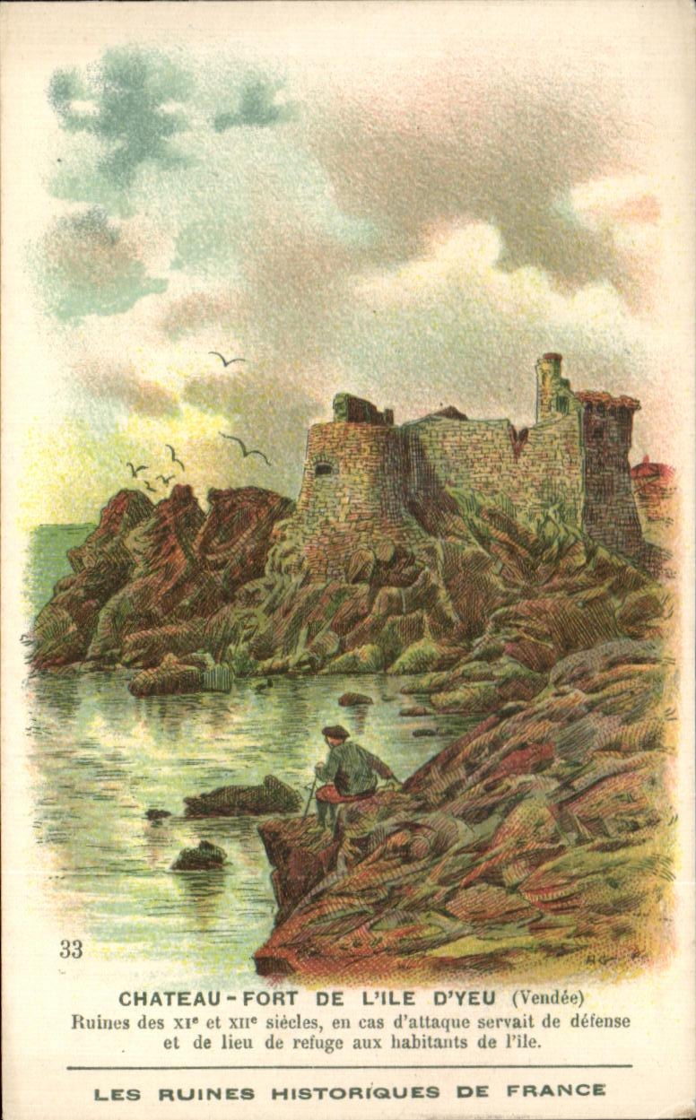 Image Chateau Fort de L'ile D'Yeu ruines des Xl e et Xll e siecles en eas d'attaque servait de defense et de lieu de
