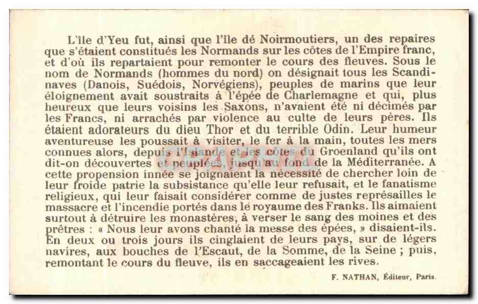 Image Chateau Fort de L'ile D'Yeu ruines des Xl e et Xll e siecles en eas d'attaque servait de defense et de lieu de — Rückseite