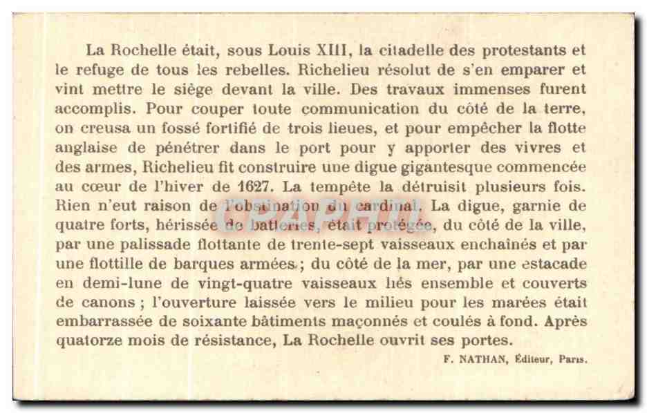 Image Tours de la rochelle tour s nicolas du siecle et lour de la chaine du siecle qui servaient a deleudre et a fermer  — Verso