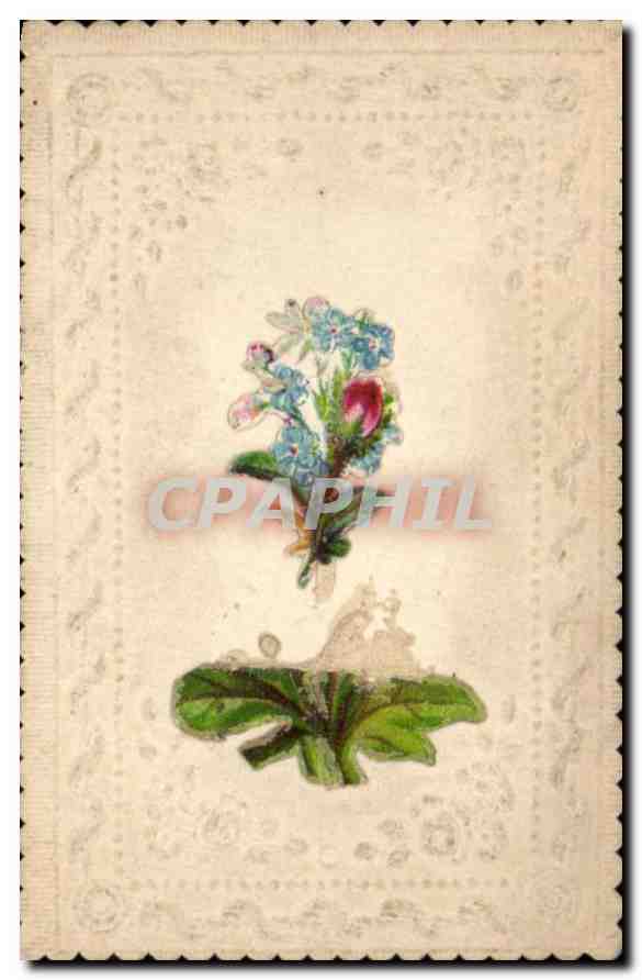 CPA Fantaisie brodee Fleur
