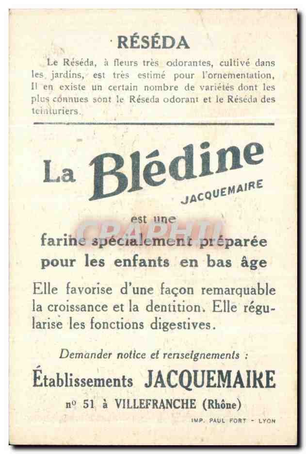Chromo La bledine Reseda — Verso
