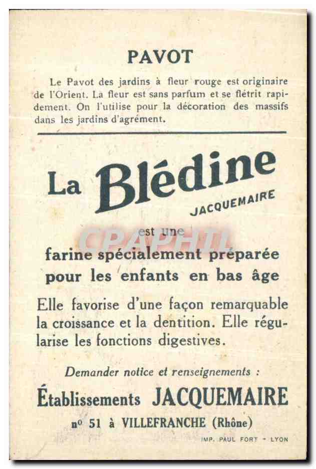 Chromo La bledine Pavot — Verso