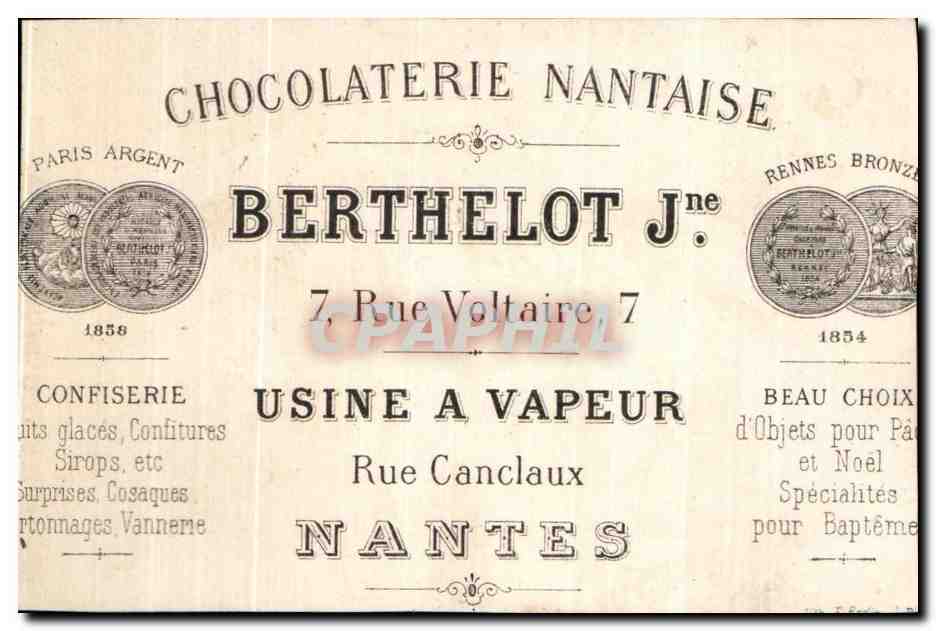 Chromo Chocolat Berthelot Nantes Rue Canclaux Voltaire Chiens Levrier  — Verso