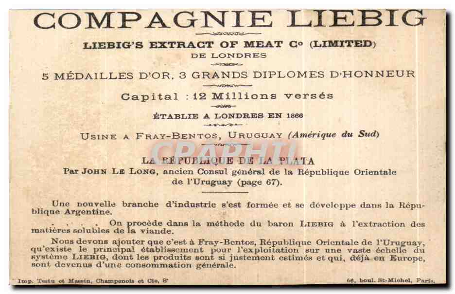 Chromo Liebig Enfant — Verso