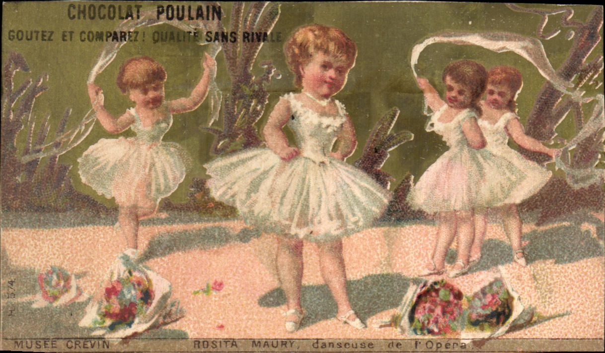 Chromo Chocolat Poulain Enfants Filles Danseuses Musee Grevin Rosita Maury danseuse de l'Opera