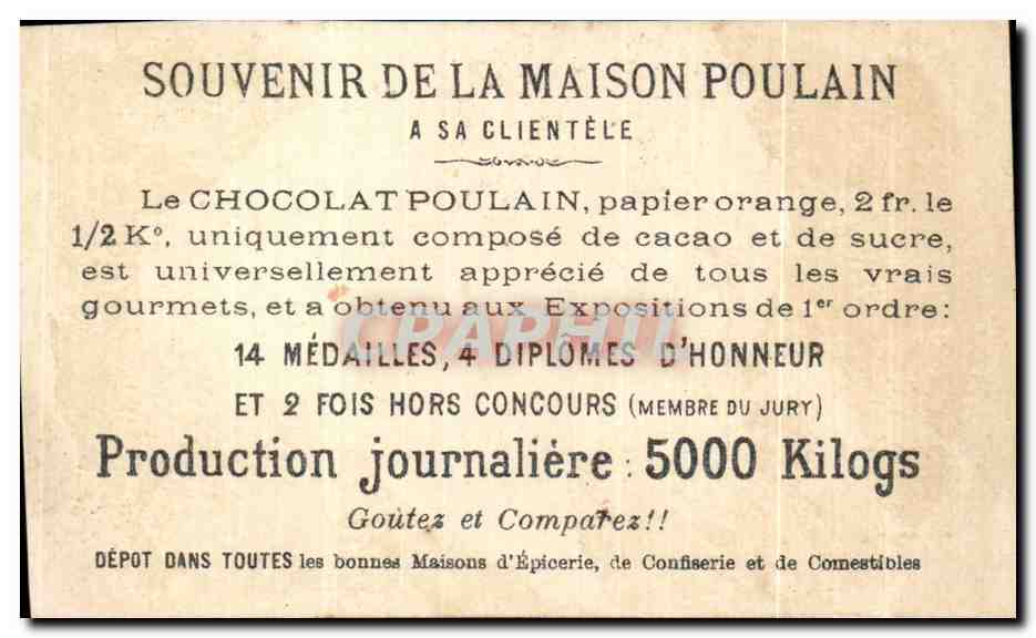 Chromo Chocolat Poulain Le trapeze Circus Cirque Gymnastique Enfants — Verso