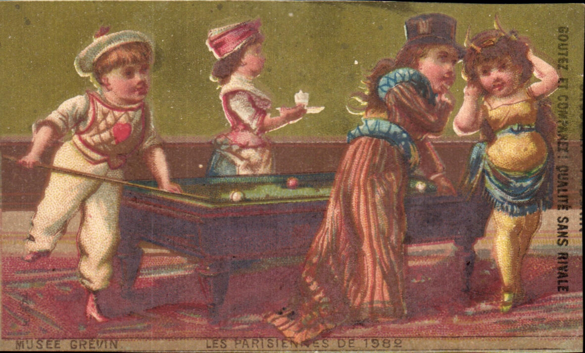 Chromo Chocolat Poulain Musee Grevin Les parisiens de 1882 Billard Snooker 