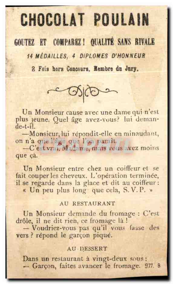 Chromo Chocolat Poulain Le Bardo Musee Grevin Signature du Traite  — Verso