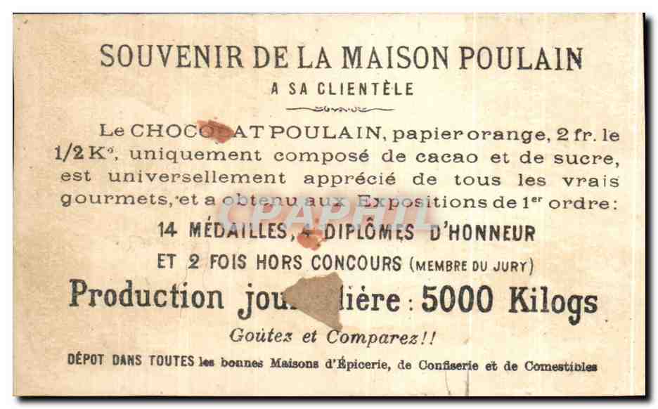 Chromo Chocolat Poulain Saut Perilleux Gymastique  — Verso