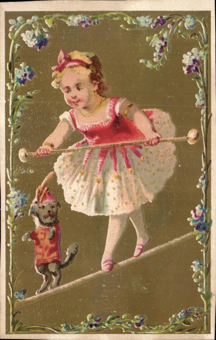 Chromo Enfant Gymnastique et Chien 
