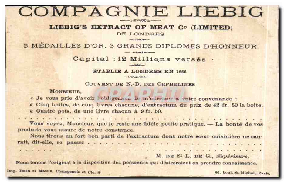 Chromo Liebig Ballon Dirigeable  — Verso